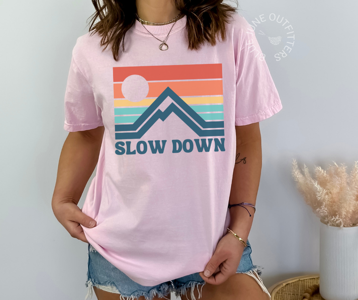 SLOW DOWN MOUNTAIN TIME | COMFORT COLORS® RETRO NATURE TEE