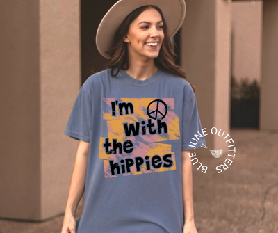 I'm With The Hippies | Retro Hippie Comfort Colors® Tee