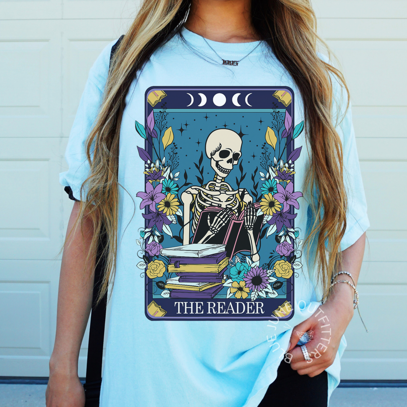 The Reader Skeleton Floral Tarot Tee | Witchy Book Lover Shirt