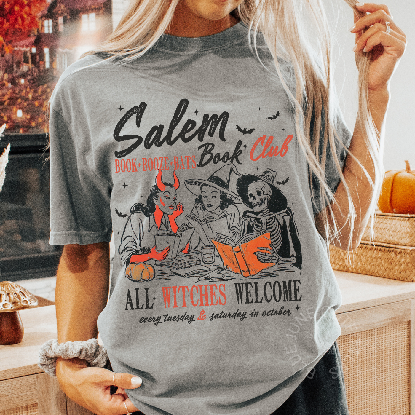 Salem Book Club Graphic Tee – Vintage Halloween Witches Shirt