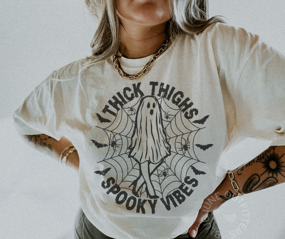 Thick Thighs and Spooky Vibes | Comfort Colors® Halloween Tee