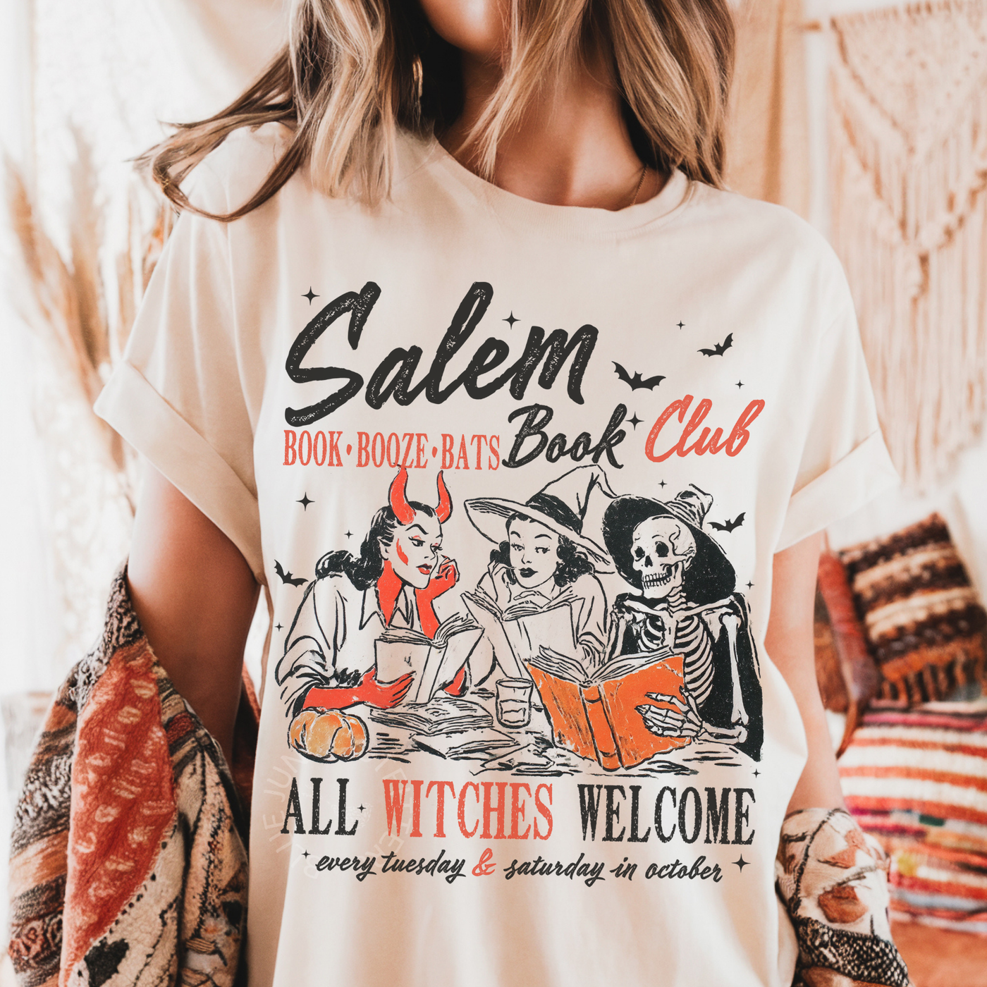 Salem Book Club Graphic Tee – Vintage Halloween Witches Shirt