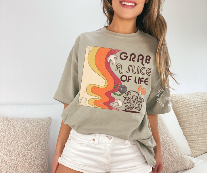 Take A Slice Of Life | Comfort Colors® Funny Retro Pizza Tee