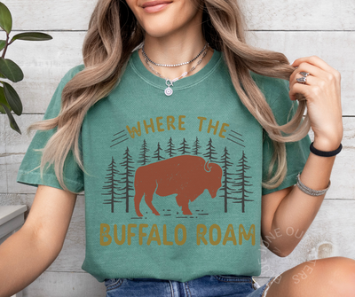 WHERE THE BUFFALO ROAM | COMFORT COLORS® RETRO NATURE TEE