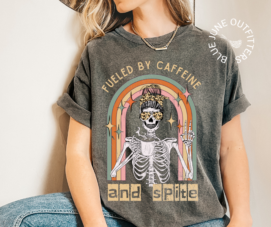 Fueled by Caffeine and Spite | Skelly Comfort Colors® Tee