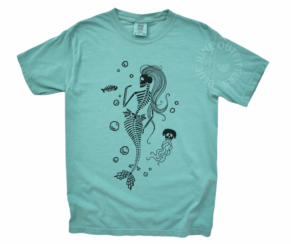 Skeleton Mermaid Tee – Spooky Sea Siren Graphic Shirt