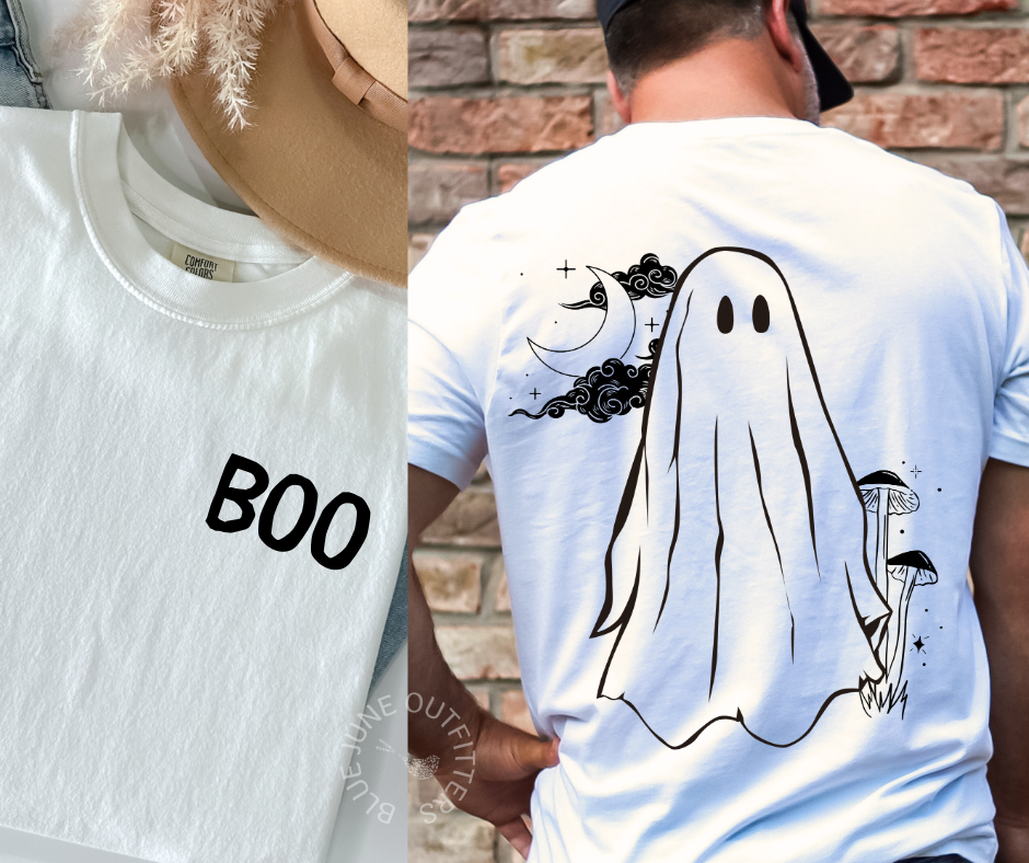 Celestial Ghost Shirt With Pocket Design | Comfort Colors® Halloween Tee