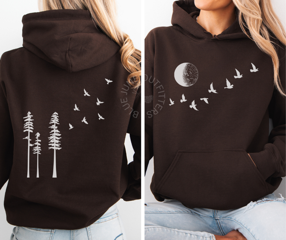 FLYING BIRDS FOREST MOON | NATURE LOVER HOODIE