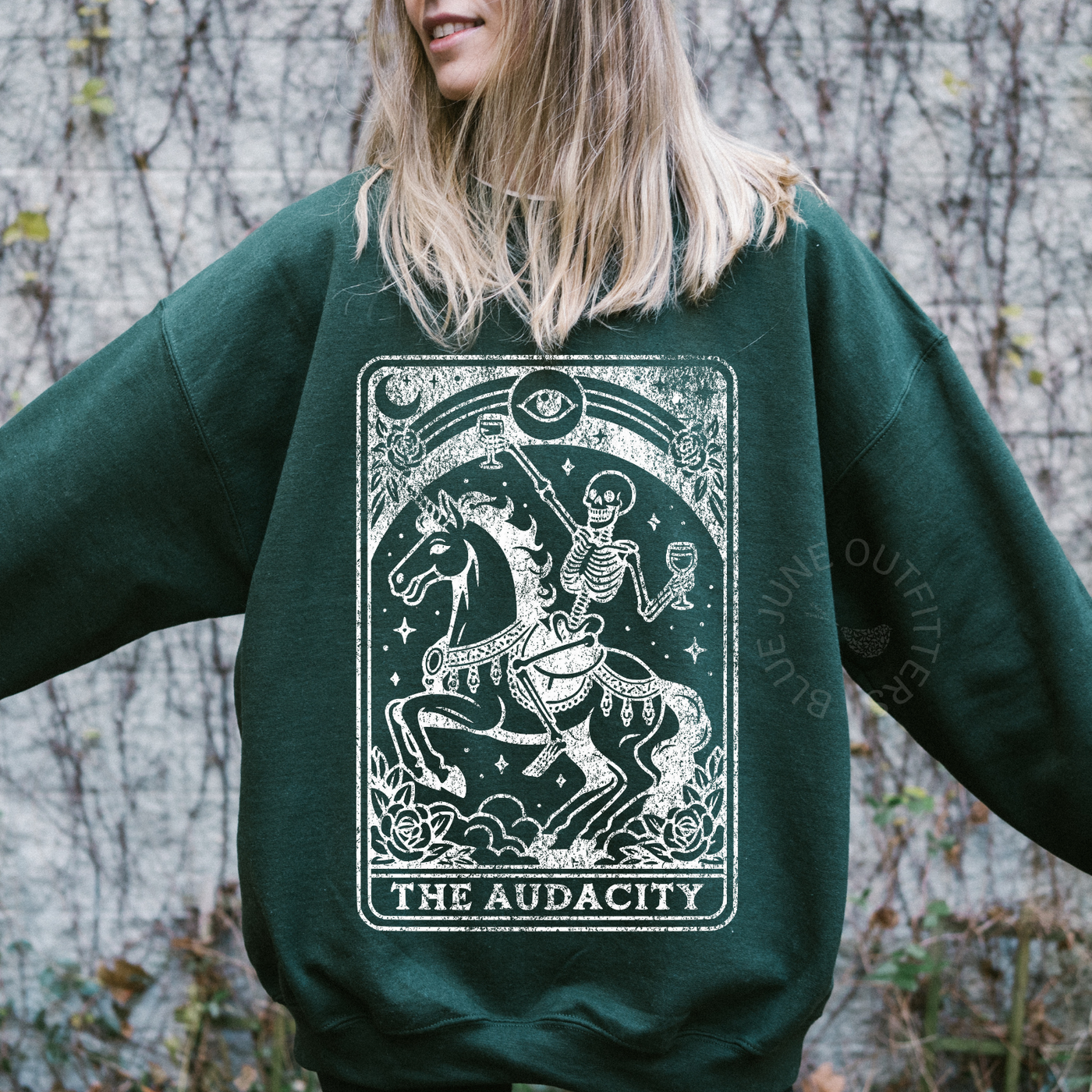The Audacity Skeleton Sweatshirt – Gothic Tarot-Inspired Pullover