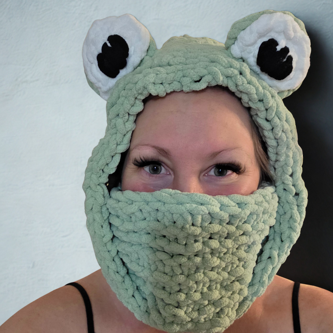 Protest Frog Hooded Scarf | Handmade Crocheted Frog Hat