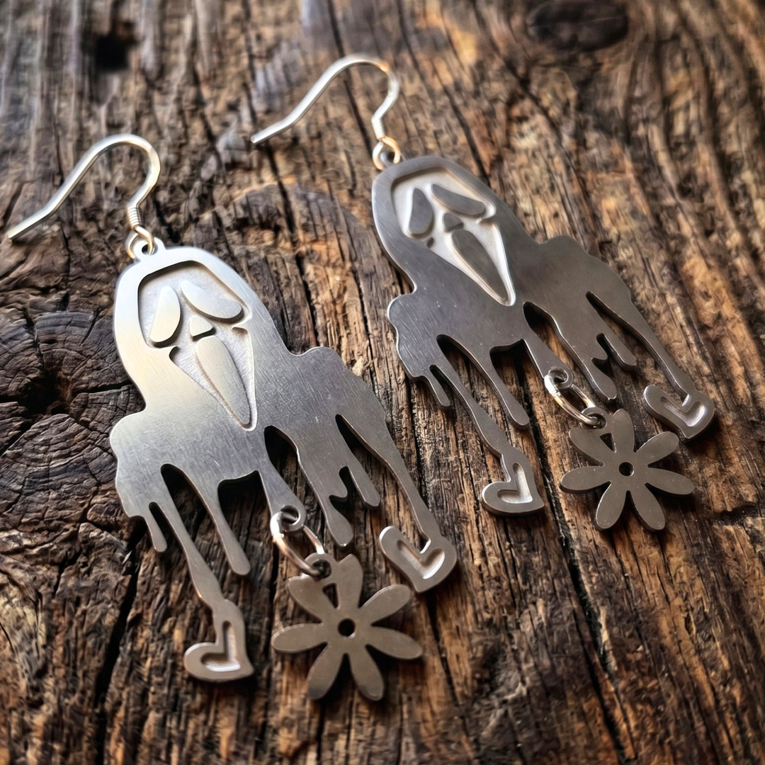 The Ghostface Drips: Stainless Steel Slasher Statement Earrings