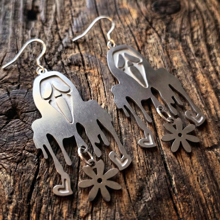 The Ghostface Drips: Stainless Steel Slasher Statement Earrings