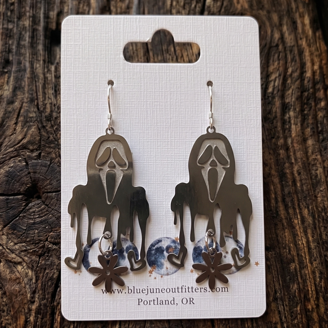 The Ghostface Drips: Stainless Steel Slasher Statement Earrings