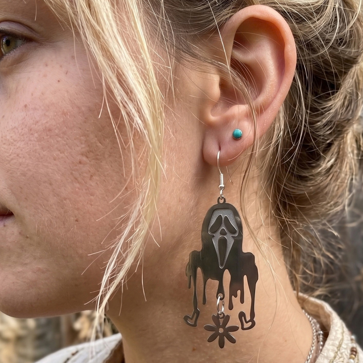 The Ghostface Drips: Stainless Steel Slasher Statement Earrings