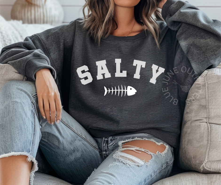 SALTY FISHBONE SWEATSHIRT | SUMMER BEACH CREWNECK SWEATSHIRT