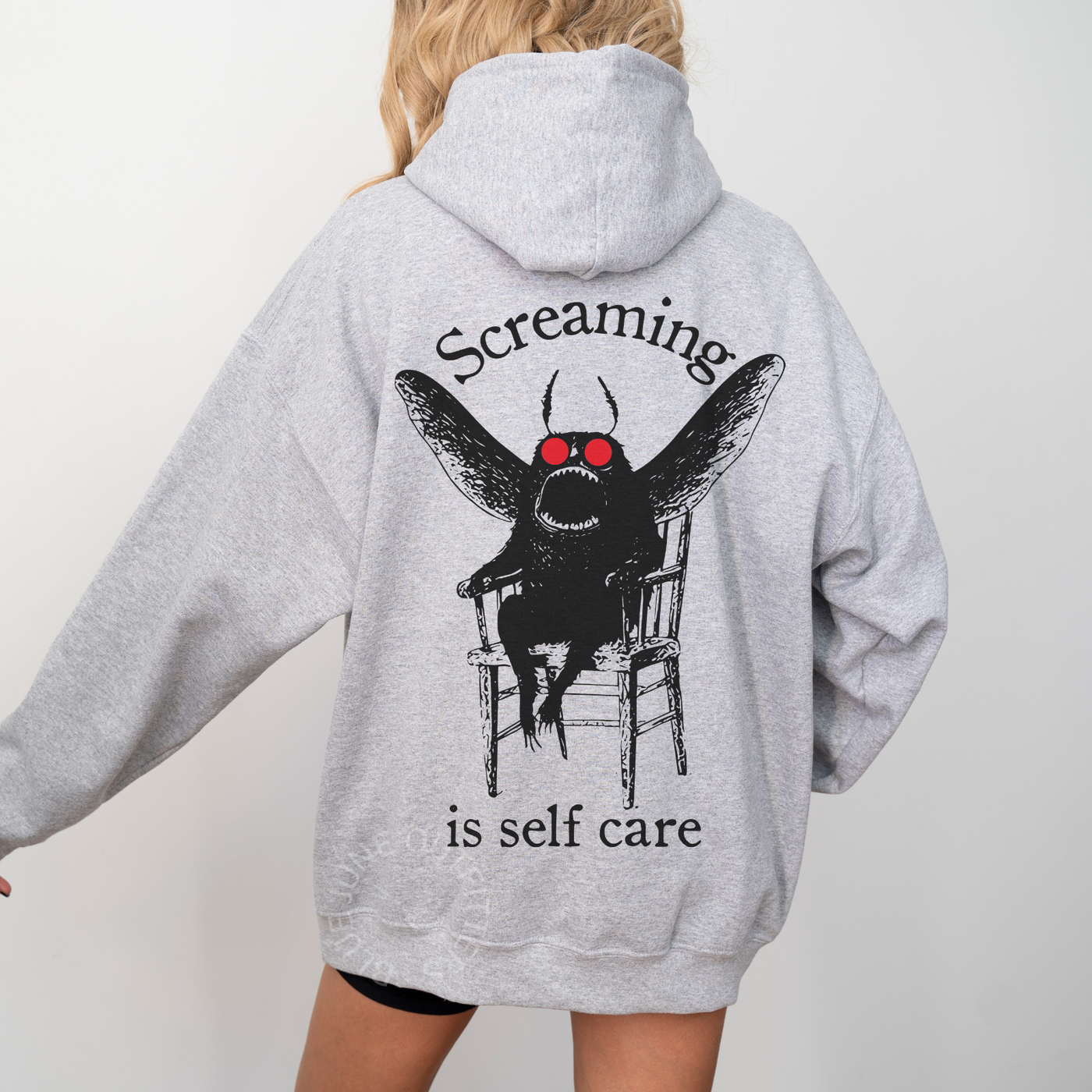 Mothman Screaming Is Self Care Hoodie