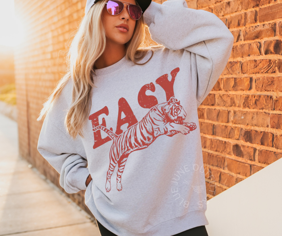 EASY Tiger Graphic Sweatshirt | Vintage-Inspired Unisex Pullover