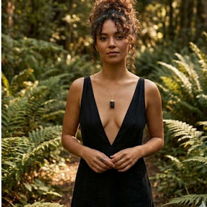 Raw Black Tourmaline Protection Necklace | Gold-Dipped Crystal Pendant