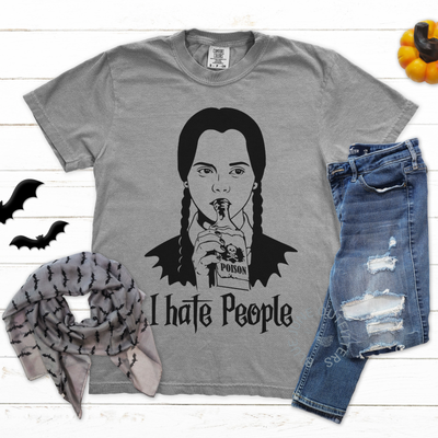 I Hate People Graphic Tee – Wednesday Addams Inspired Halloween Shirt