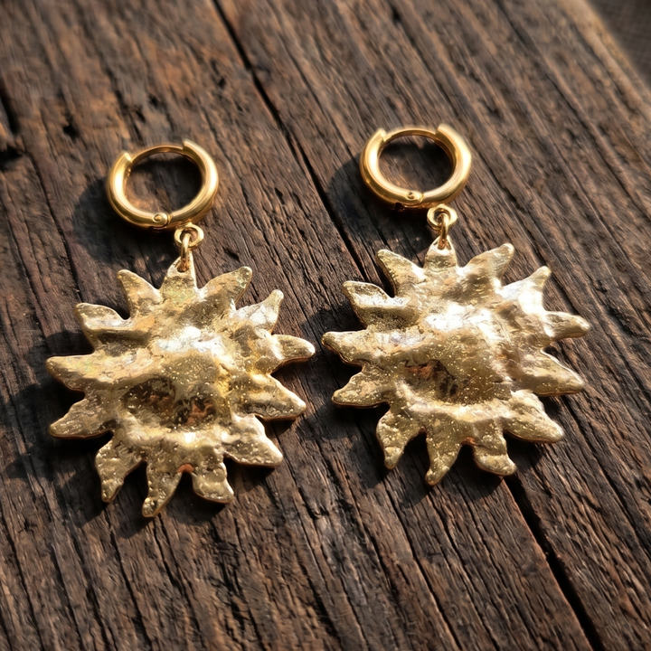 Hammered Sun Statement Huggie Hoops