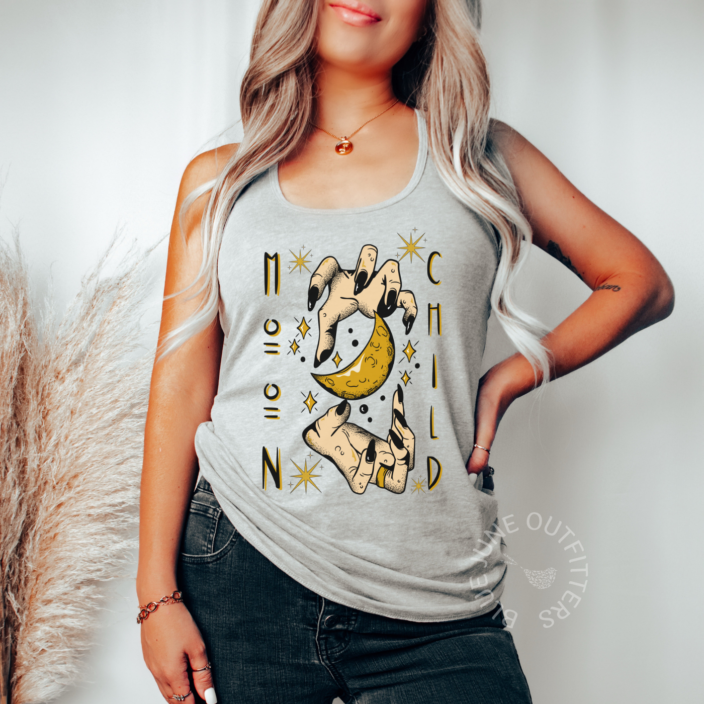 Witchy Crescent Moon Child Racerback Tank