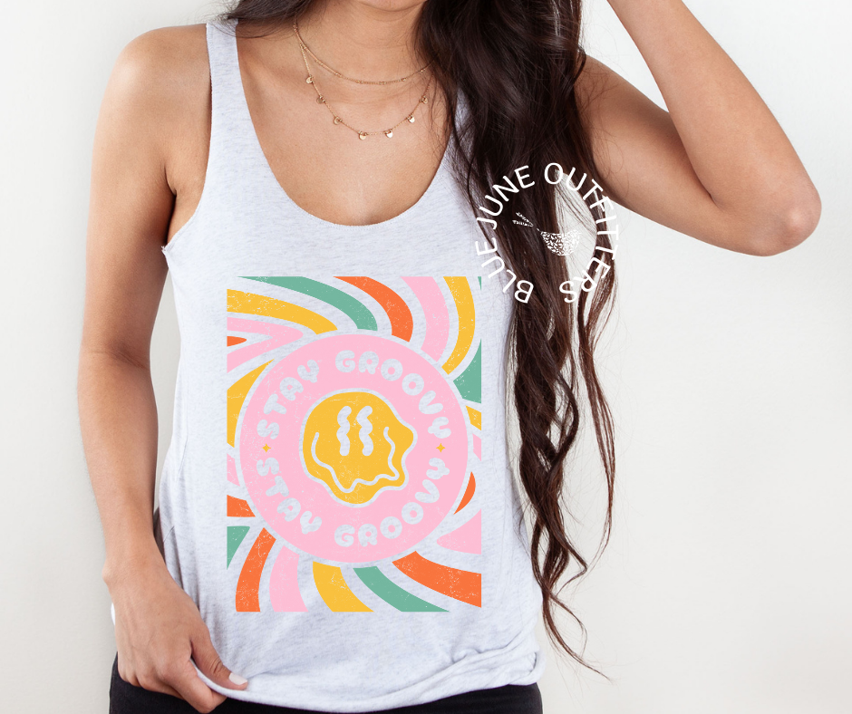 Stay Groovy Retro Boho Tank Top | Women's Racerback Tank Top