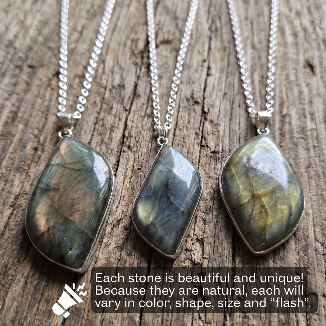 Natural Labradorite Pendant Necklace | Intuition & Protection Stone