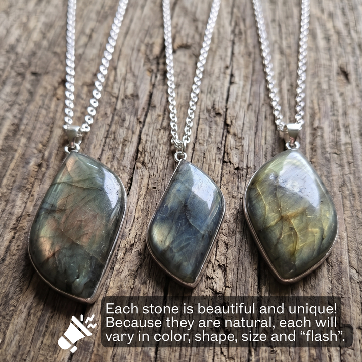 Natural Labradorite Pendant Necklace | Intuition & Protection Stone