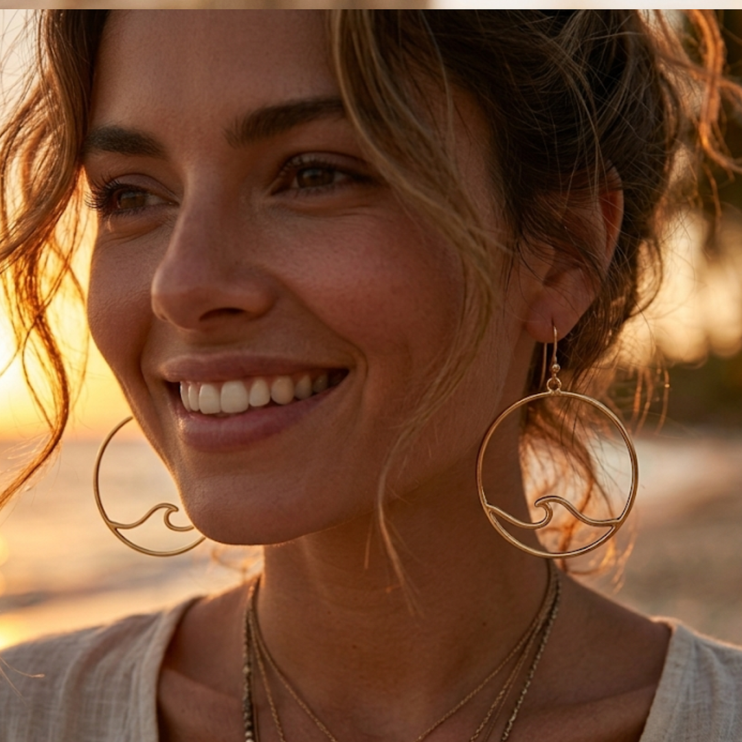 Stunning Wave Hoop Earrings – Gold & Silver Variants | Statement Beach Earrings