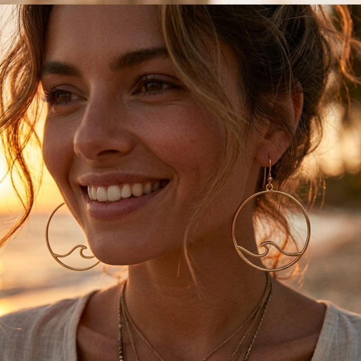 Stunning Wave Hoop Earrings – Gold & Silver Variants | Statement Beach Earrings