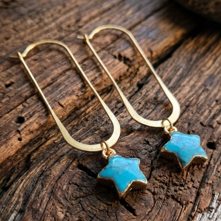 Starry Skies Turquoise Hoop Earrings