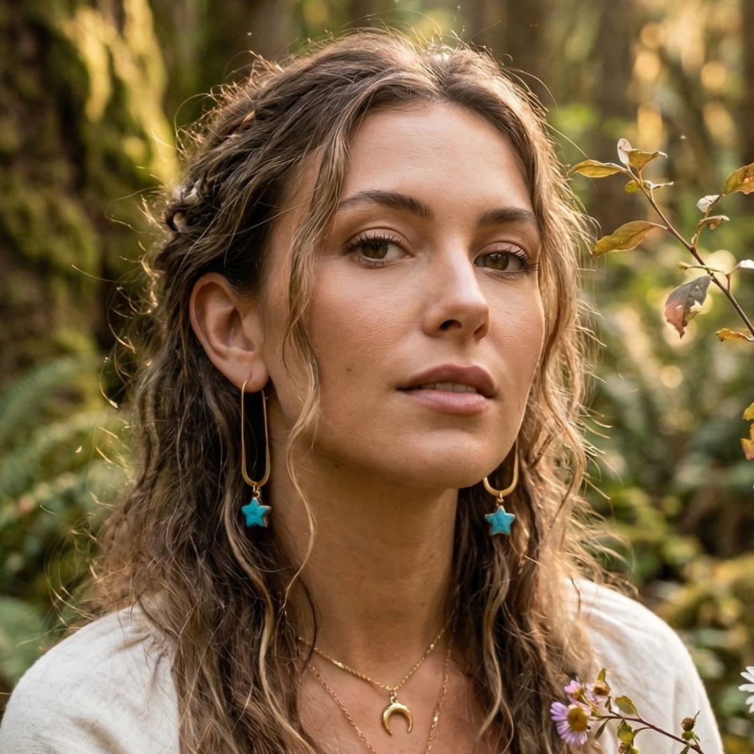 Starry Skies Turquoise Hoop Earrings