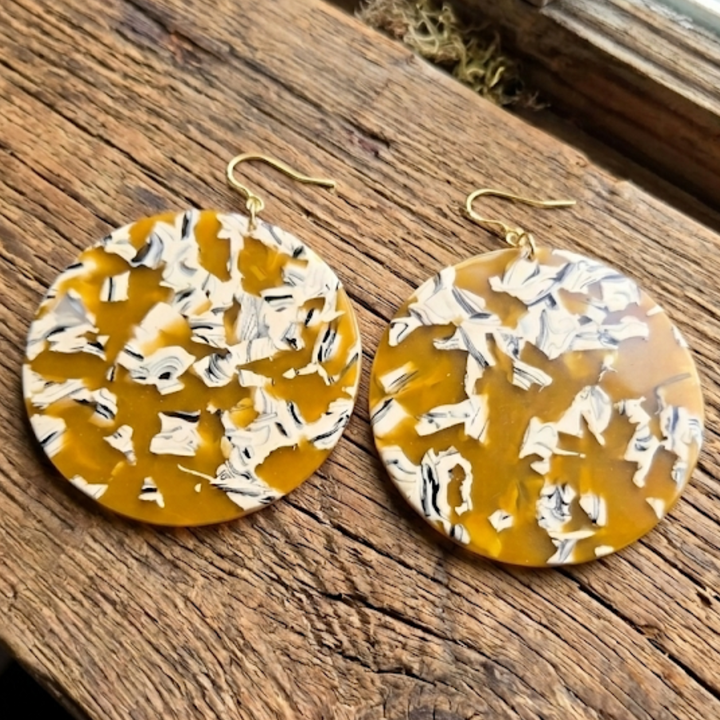 Sun Dance Oversized Acrylic Statement Earrings | 18k Gold Plated Dangle Earrings