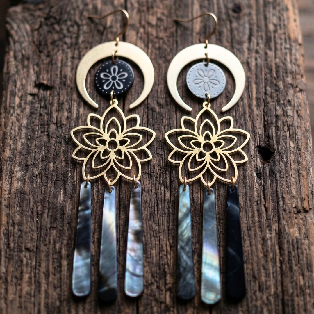 Ethereal Lotus Moonlight Dangle Earrings