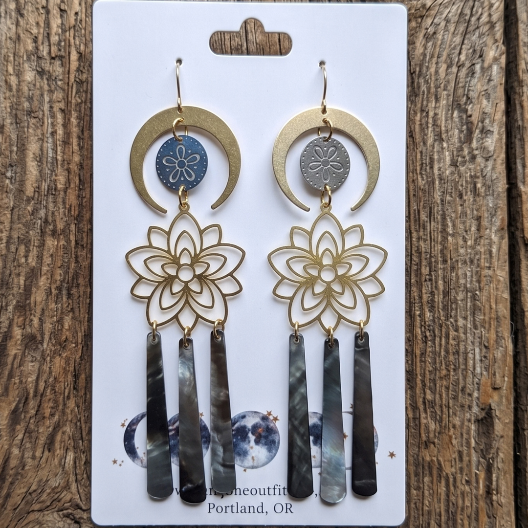 Ethereal Lotus Moonlight Dangle Earrings