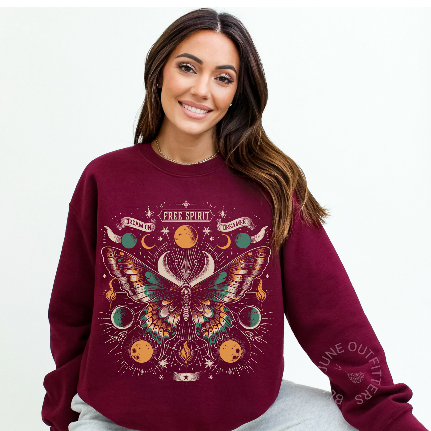Free Spirit Celestial Moth Crewneck Sweatshirt