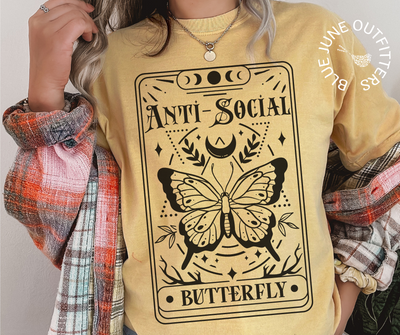 Anti-Social Butterfly Tarot | Mystical Comfort Colors® Tee