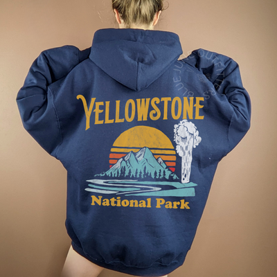Retro Yellowstone National Park Geyser Hoodie