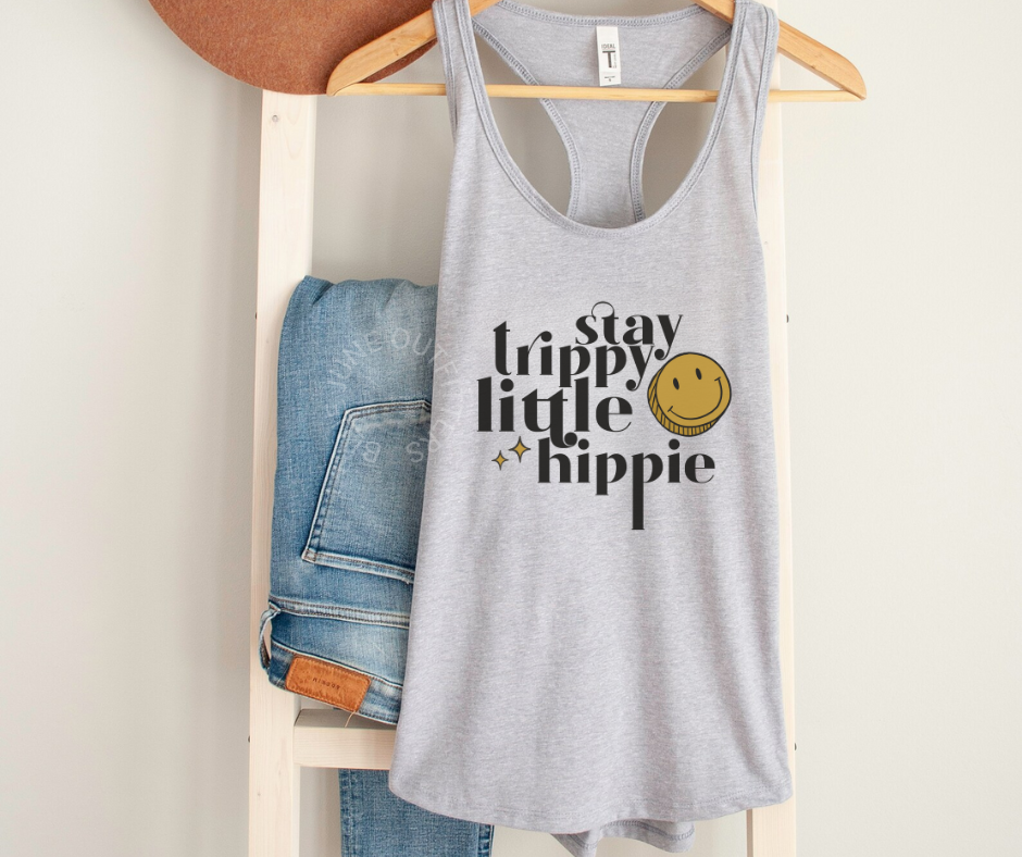 STAY TRIPPY LITTLE HIPPIE | WOMEN'S RETRO RACERBACK TANK TOP