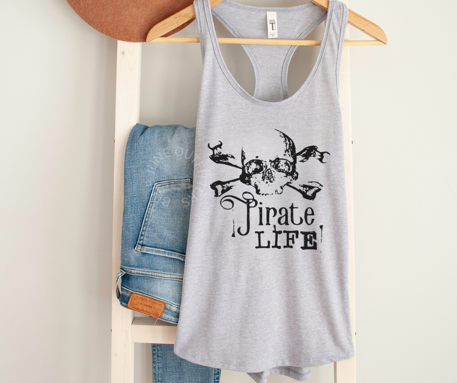 Pirate Life Women’s Racerback Tank Top – Nautical Skull & Crossbones Graphic