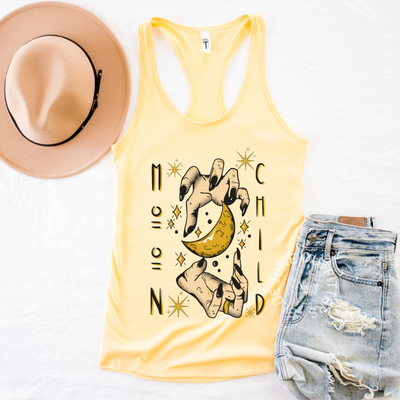 Witchy Crescent Moon Child Racerback Tank