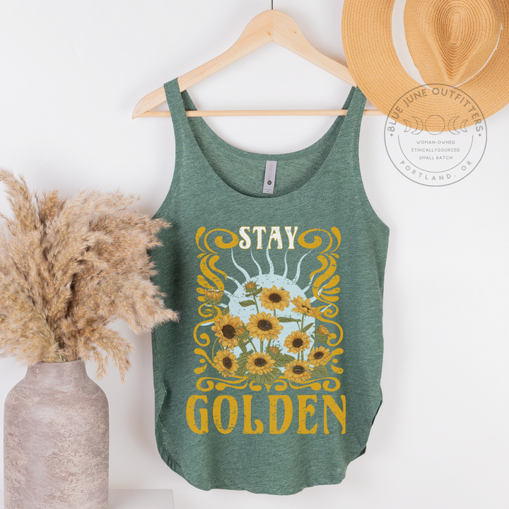 Stay Golden Retro Sunflower Festival Tank