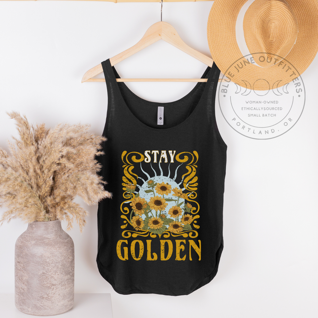 Stay Golden Retro Sunflower Festival Tank