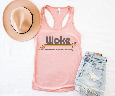 WOKE - Radicalized by Basic Decency | Women's Protest Tank Top