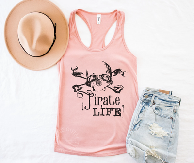 Pirate Life Women’s Racerback Tank Top – Nautical Skull & Crossbones Graphic