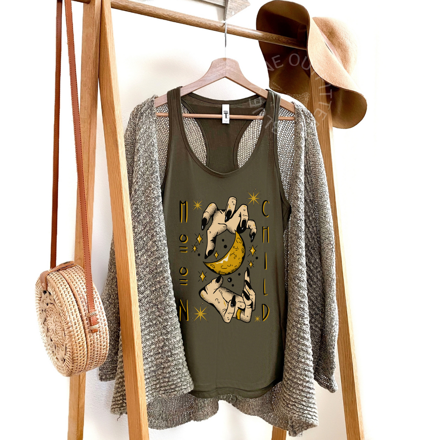 Witchy Crescent Moon Child Racerback Tank