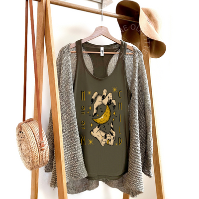 Witchy Crescent Moon Child Racerback Tank