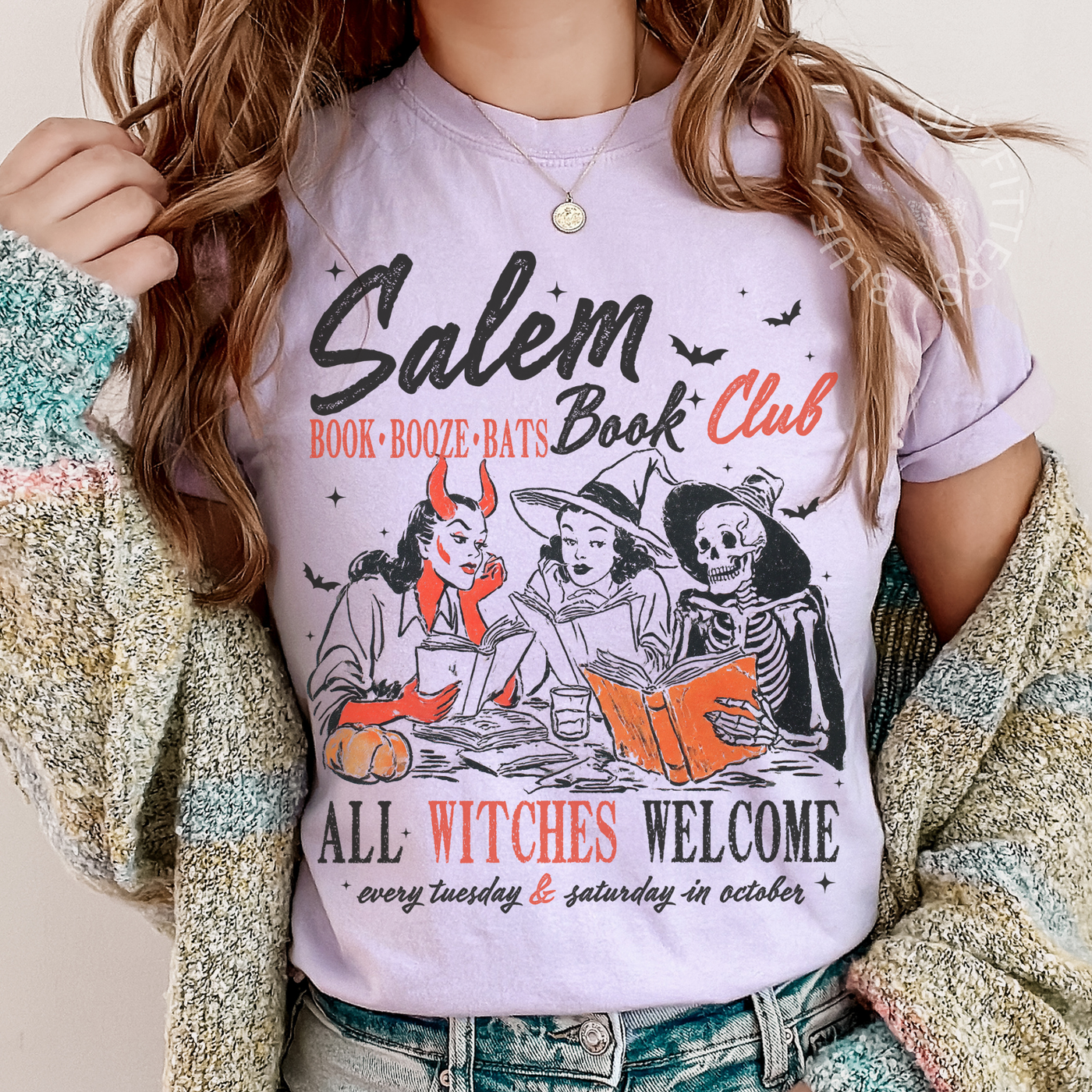 Salem Book Club Graphic Tee – Vintage Halloween Witches Shirt