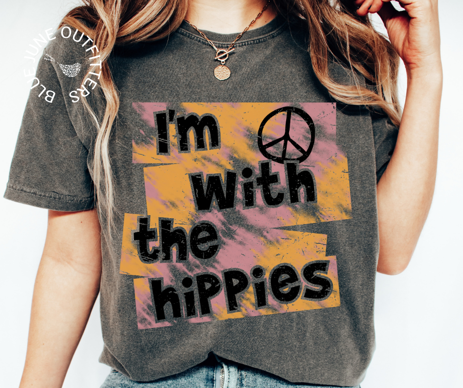 I'm With The Hippies | Retro Hippie Comfort Colors® Tee