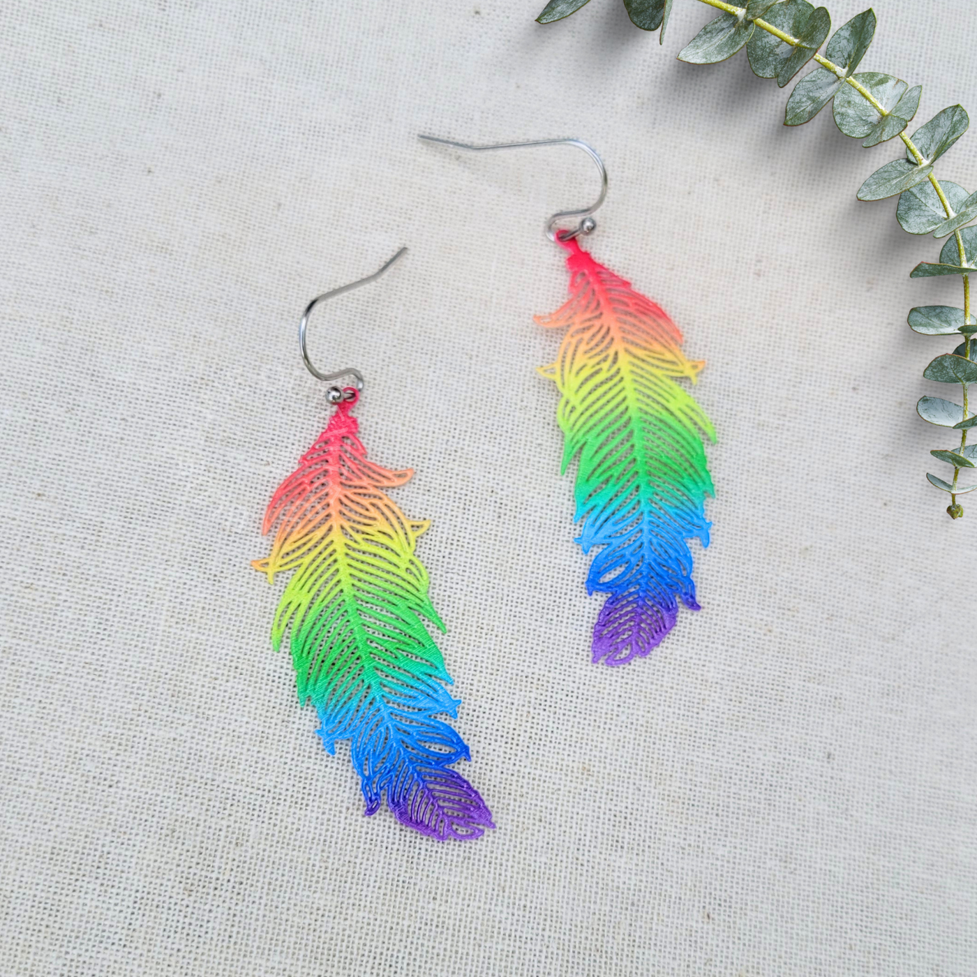 Rainbow Feather Earrings | Lightweight Pride-Inspired Dangles